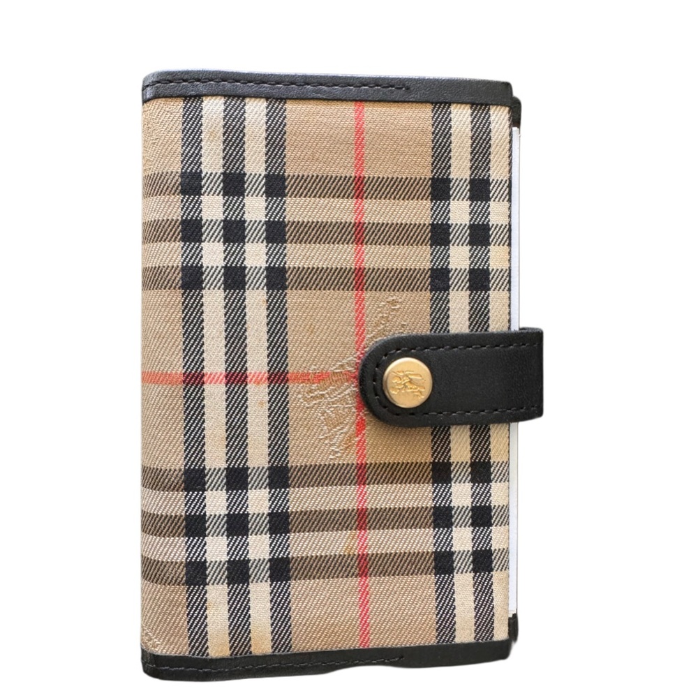 AUTH BURBERRYS VINTAGE NOVA CHECK BI-FOLD LEATHER MINI AGENDA/ORGANIZER PREOWNED